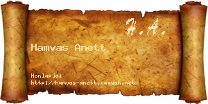 Hamvas Anett névjegykártya